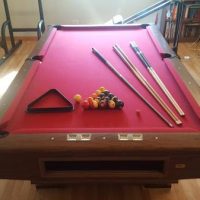 Pool Table With Red Felt